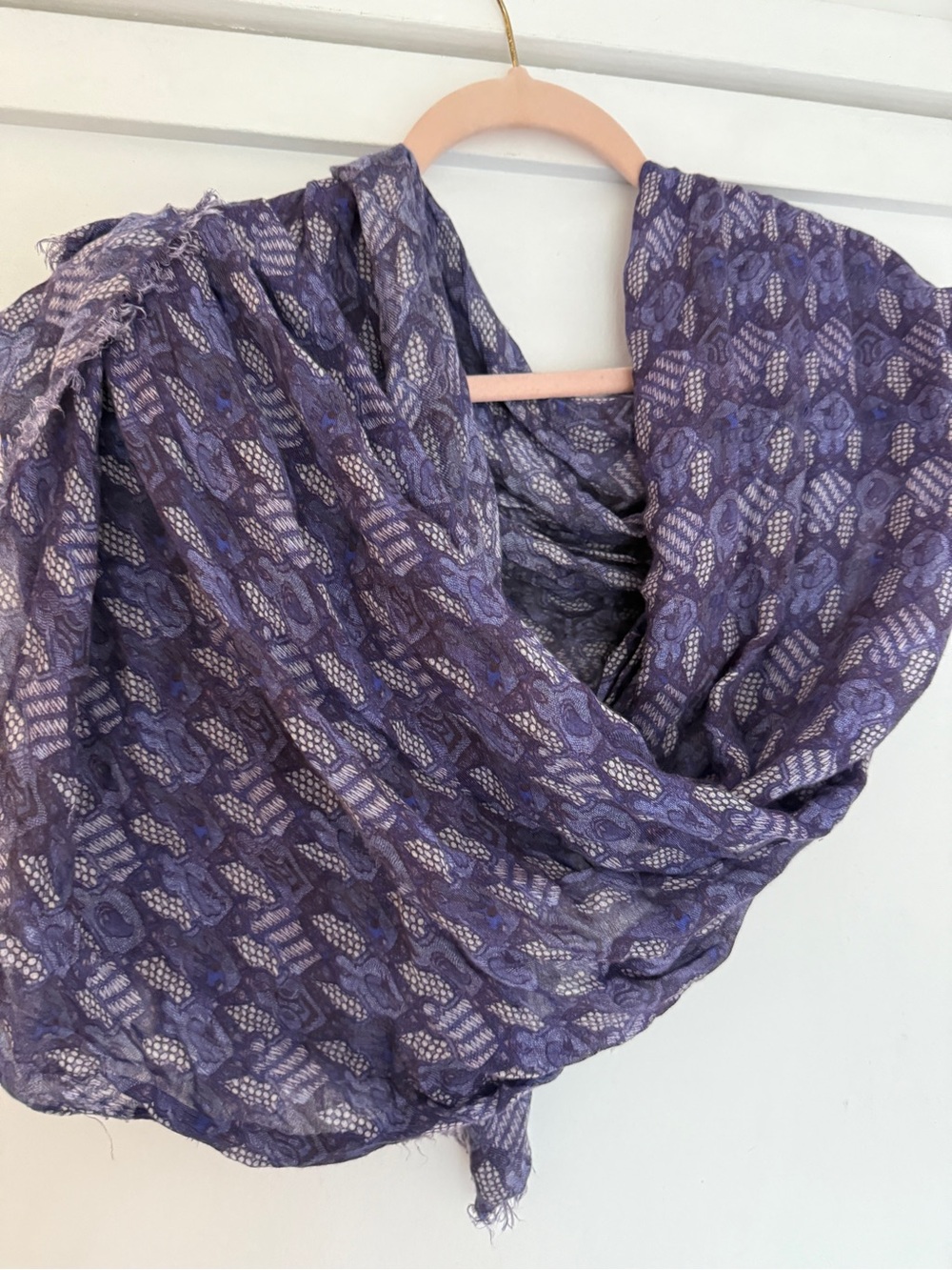 Brebis Noir - Italy- Cashmere blend Purple Patterned Women's Scarf - Lightweight